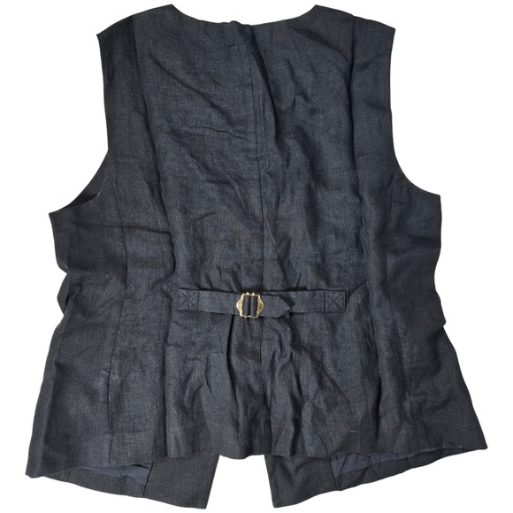 J. Crew Cutaway vest top in linen Black CI544 14 NWT Sleeveless Button Front - Picture 4 of 10